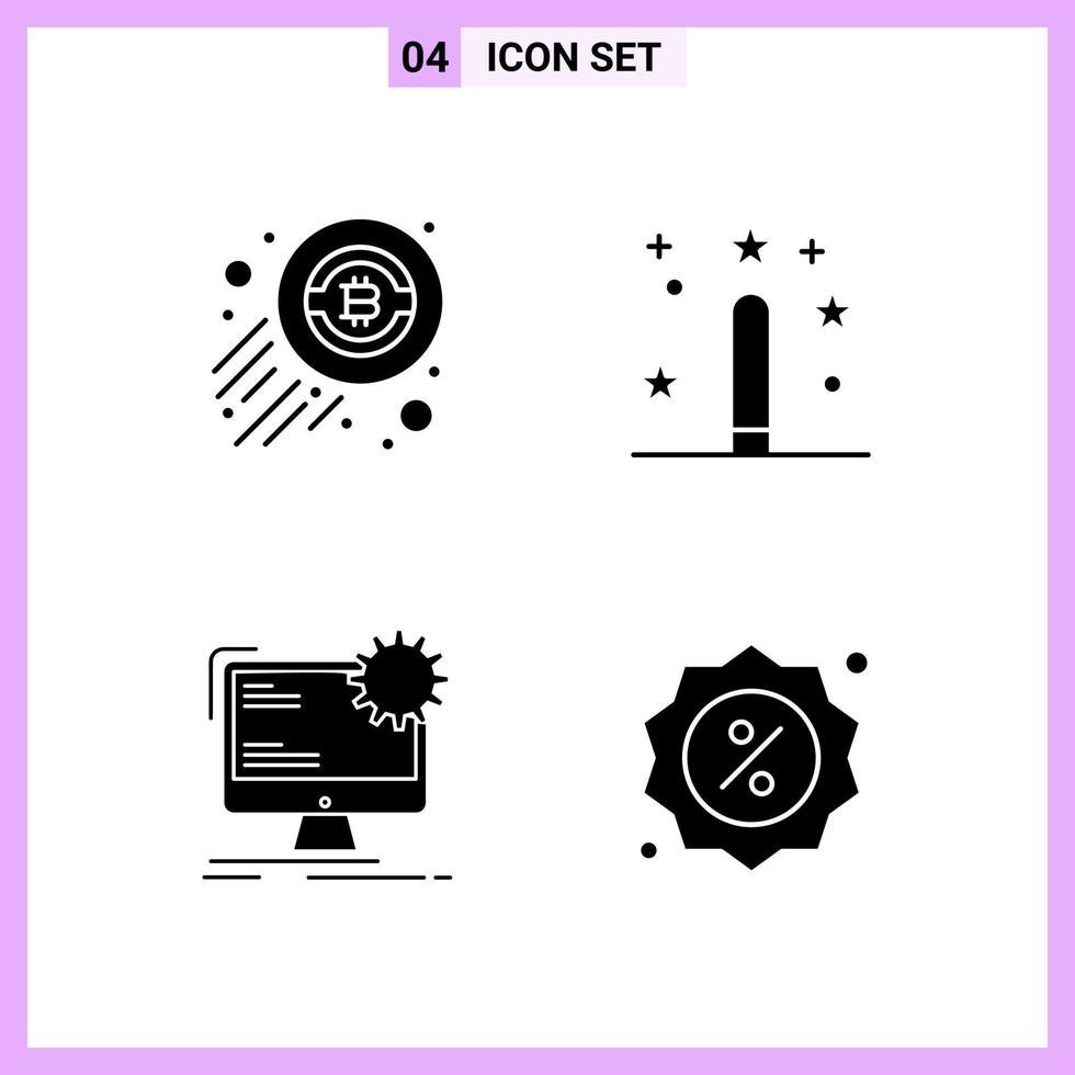 4 Icons in Solid Style Glyph Symbols on White Background Creative Vector Signs for Web mobile and Print