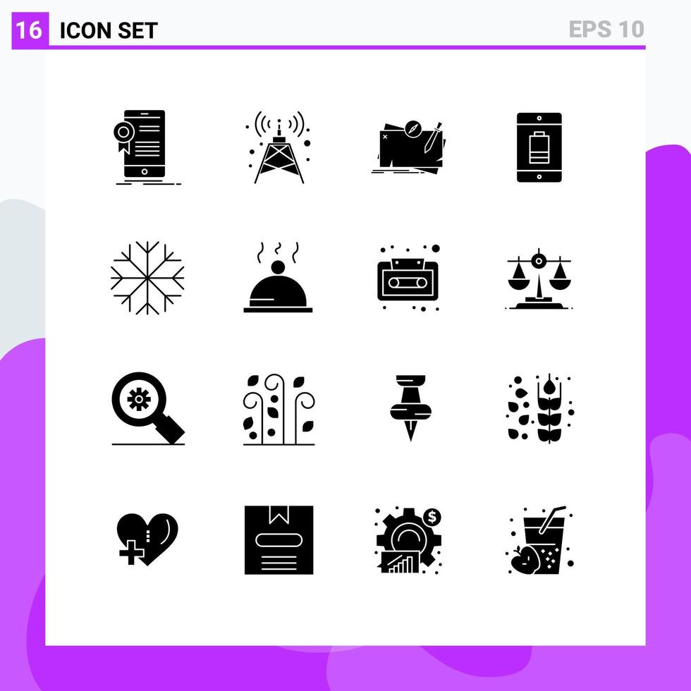 User Interface Pack of 16 Basic Solid Glyphs of mobile device game cellphone role Editable Vector Design Elements