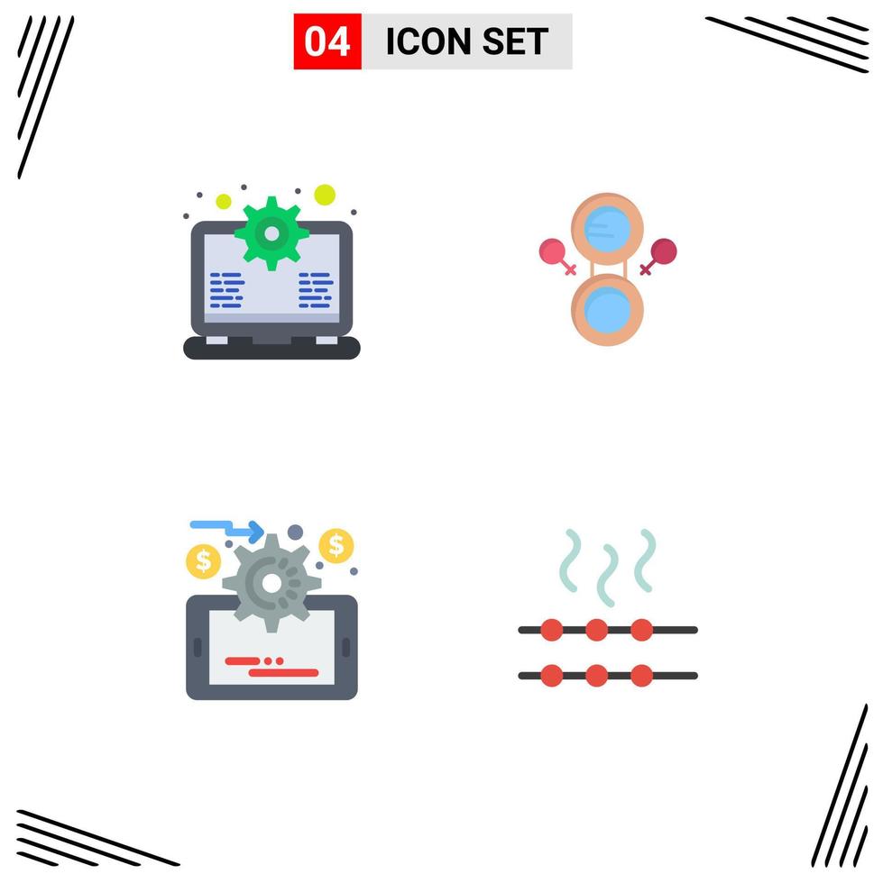 conjunto de 4 iconos de interfaz de usuario modernos símbolos signos para equipo evaluación en línea soporte símbolo hambrientos elementos de diseño vectorial editables vector