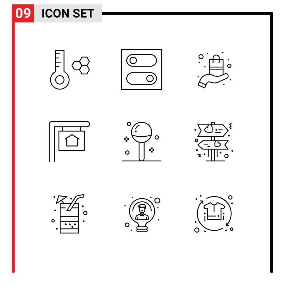 9 Thematic Vector Outlines and Editable Symbols of meal food product drinks sign Editable Vector Design Elements