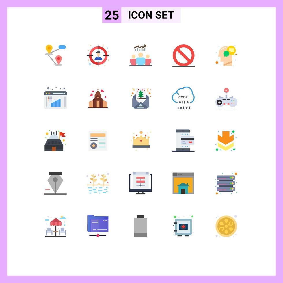 25 Creative Icons Modern Signs and Symbols of mind head team communication media Editable Vector Design Elements