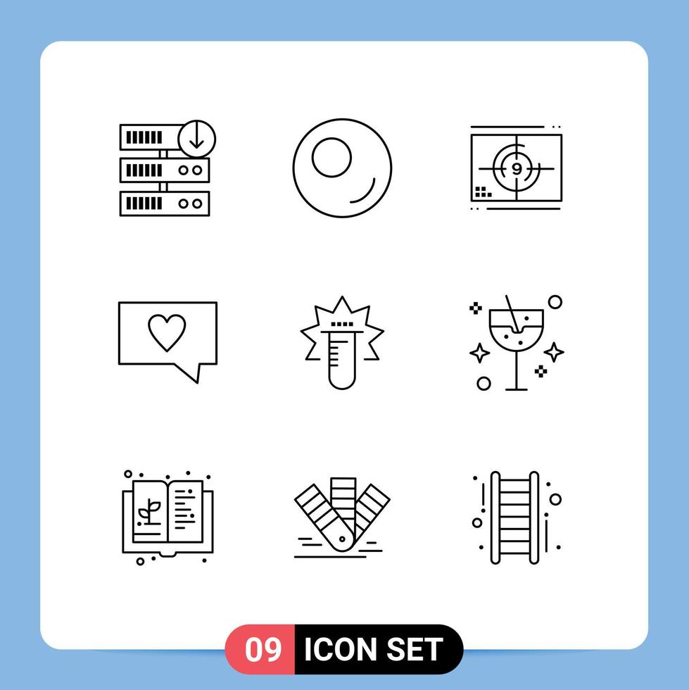Set of 9 Vector Outlines on Grid for lab test numbers tube love Editable Vector Design Elements