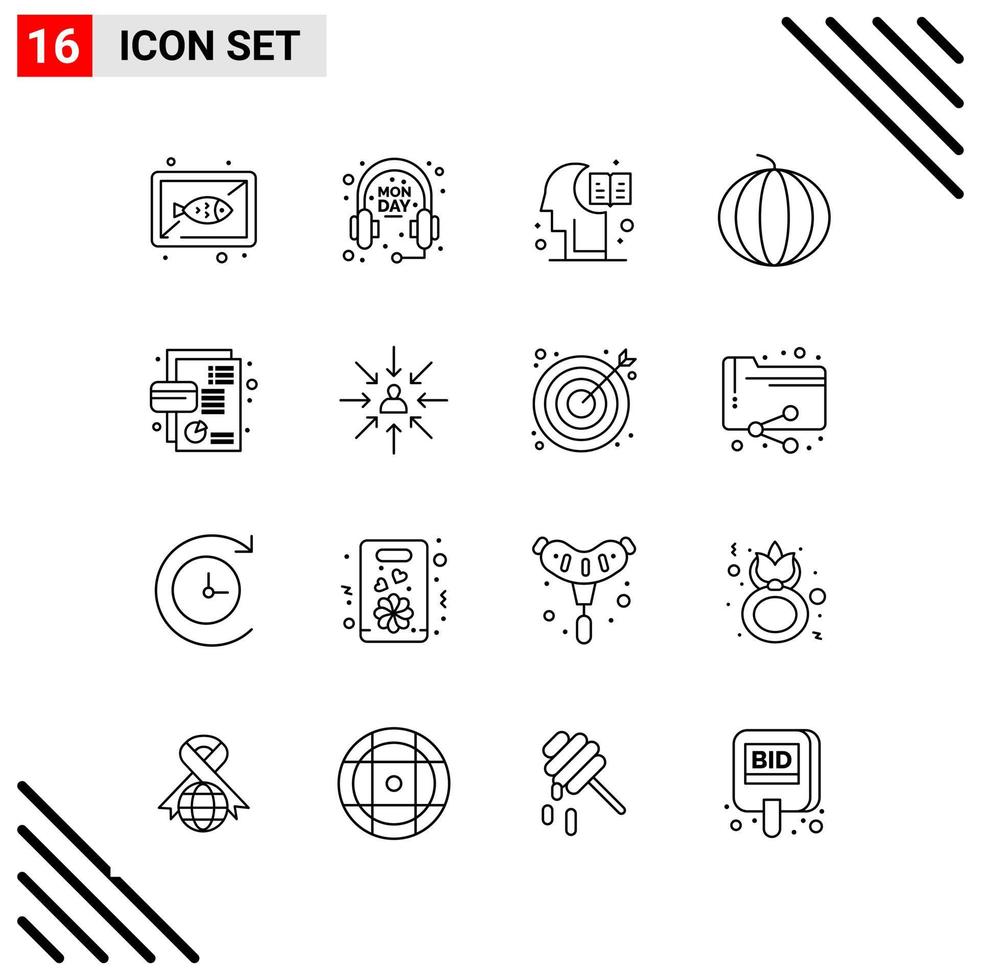 conjunto perfecto de píxeles de 16 iconos de línea conjunto de iconos de esquema para el diseño de sitios web y la interfaz de aplicaciones móviles vector