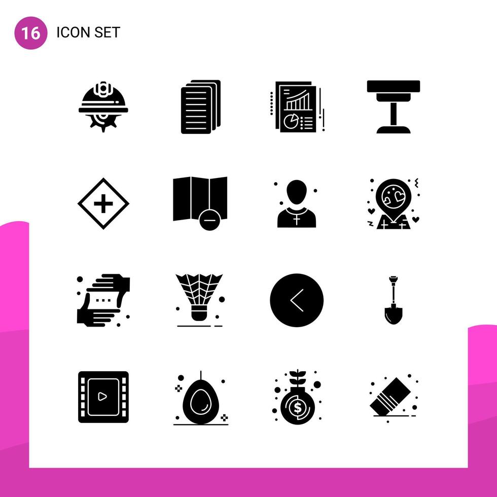 paquete de conjunto de iconos de glifos de 16 iconos sólidos aislados en fondo blanco para aplicaciones móviles y de impresión de diseño de sitios web receptivos vector