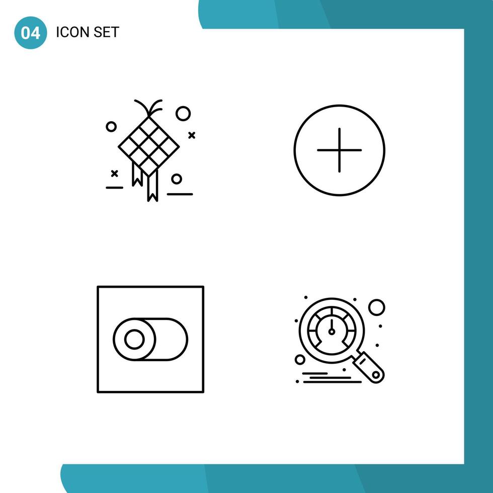 Set of 4 Modern UI Icons Symbols Signs for decoration switch design add dashboard Editable Vector Design Elements