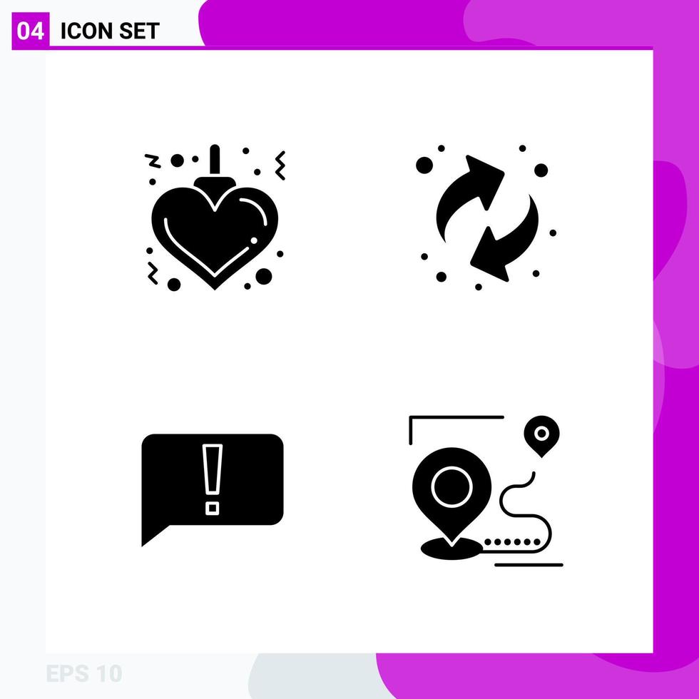 Solid Icon set Pack of 4 Glyph Icons isolated on White Background for Web Print and Mobile vector