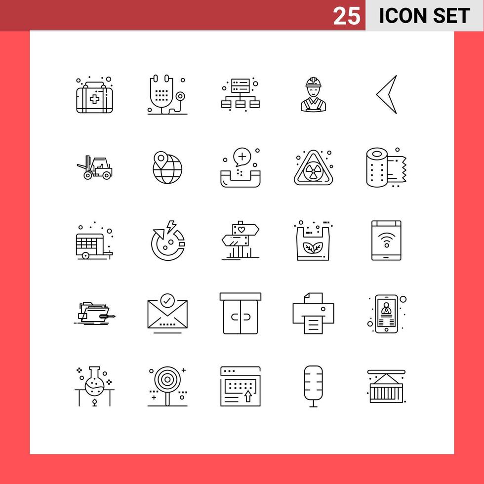 Universal Icon Symbols Group of 25 Modern Lines of back repair business construction building Editable Vector Design Elements