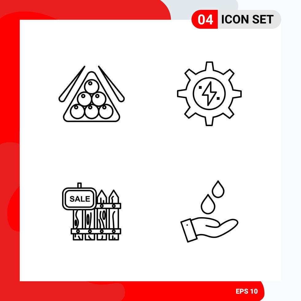 Creative Set of 4 Universal Outline Icons isolated on White Background vector