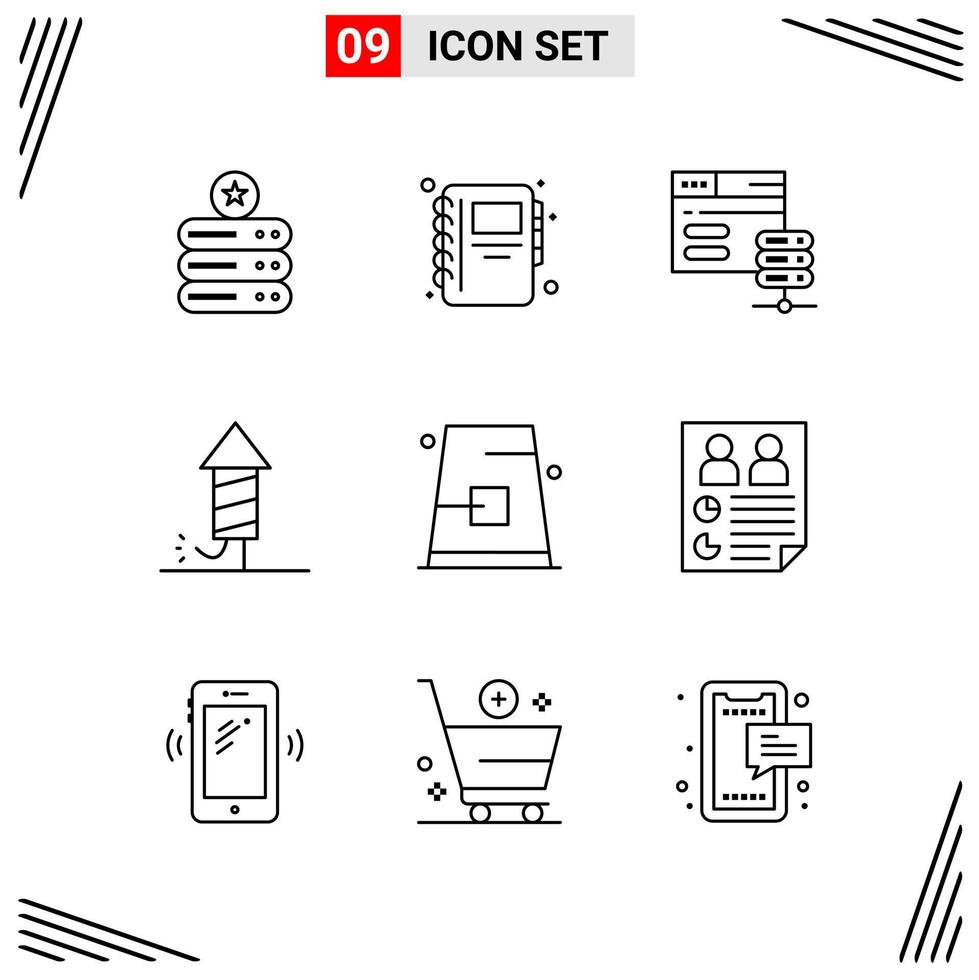 9 Icons Line Style Grid Based Creative Outline Symbols for Website Design Simple Line Icon Signs Isolated on White Background 9 Icon Set vector