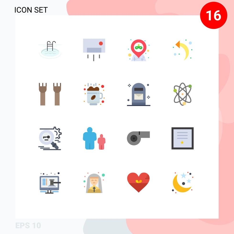Set of 16 Vector Flat Colors on Grid for castle building left arrow house back party Editable Pack of Creative Vector Design Elements
