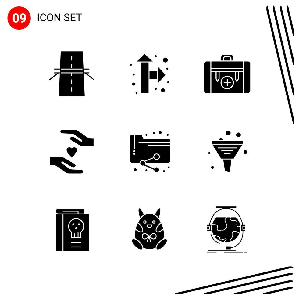 colección de 9 iconos vectoriales en estilo sólido símbolos de glifo perfecto de píxeles para web y signos de iconos sólidos móviles sobre fondo blanco 9 iconos vector