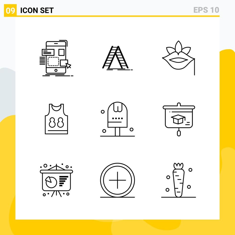 Collection of 9 Universal Line Icons Icon Set for Web and Mobile vector