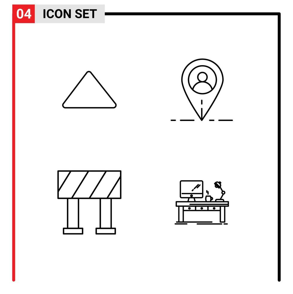 Universal Icon Symbols Group of 4 Modern Filledline Flat Colors of arrow workplace video user computer Editable Vector Design Elements