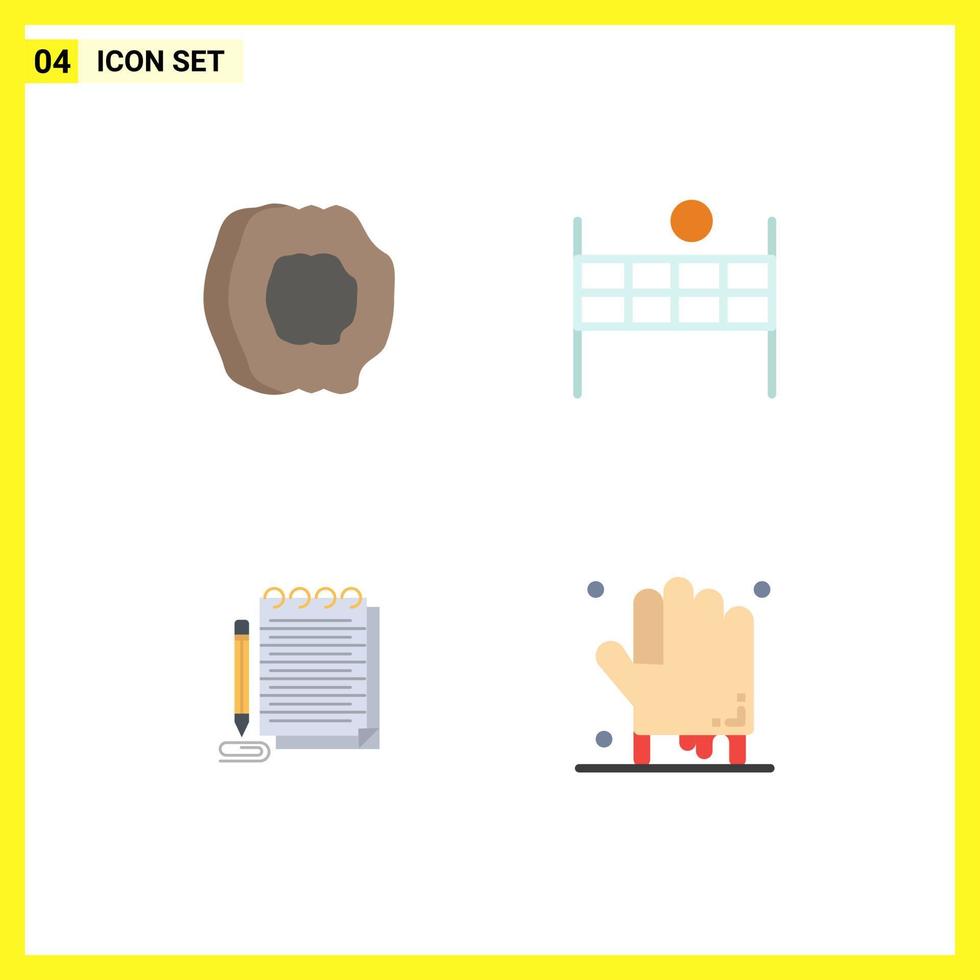Group of 4 Flat Icons Signs and Symbols for apricot notebook fruits sport novel Editable Vector Design Elements