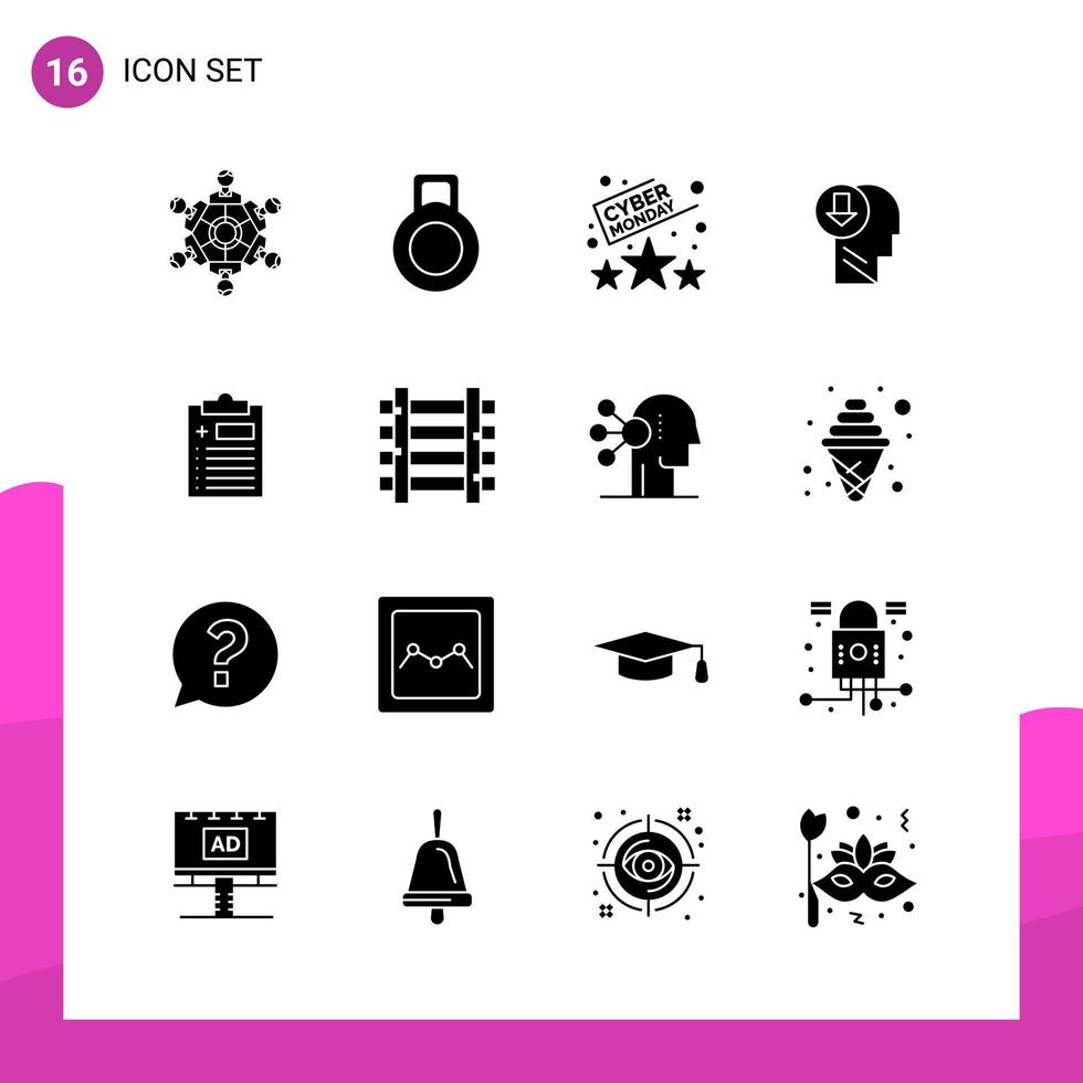 Glyph Icon set Pack of 16 Solid Icons isolated on White Background for responsive Website Design Print and Mobile Applications vector