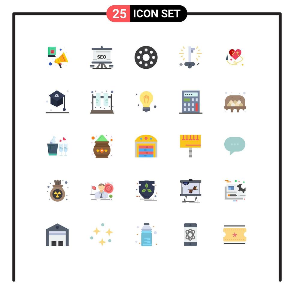 Universal Icon Symbols Group of 25 Modern Flat Colors of broken heart success board money business Editable Vector Design Elements