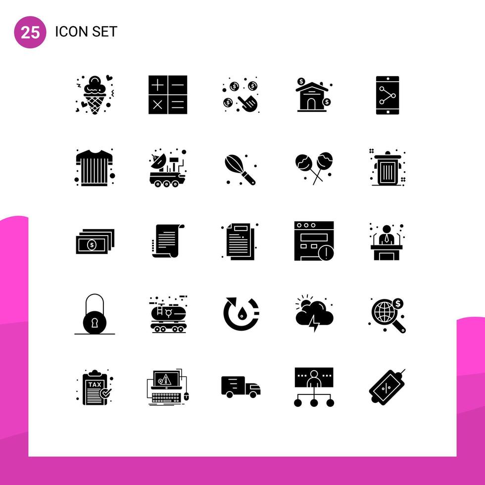25 Creative Icons Modern Signs and Symbols of app share investment mini estate money Editable Vector Design Elements