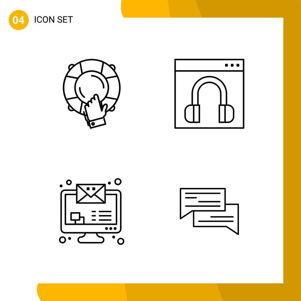 4 Icon Set Line Style Icon Pack Outline Symbols isolated on White Backgound for Responsive Website Designing vector