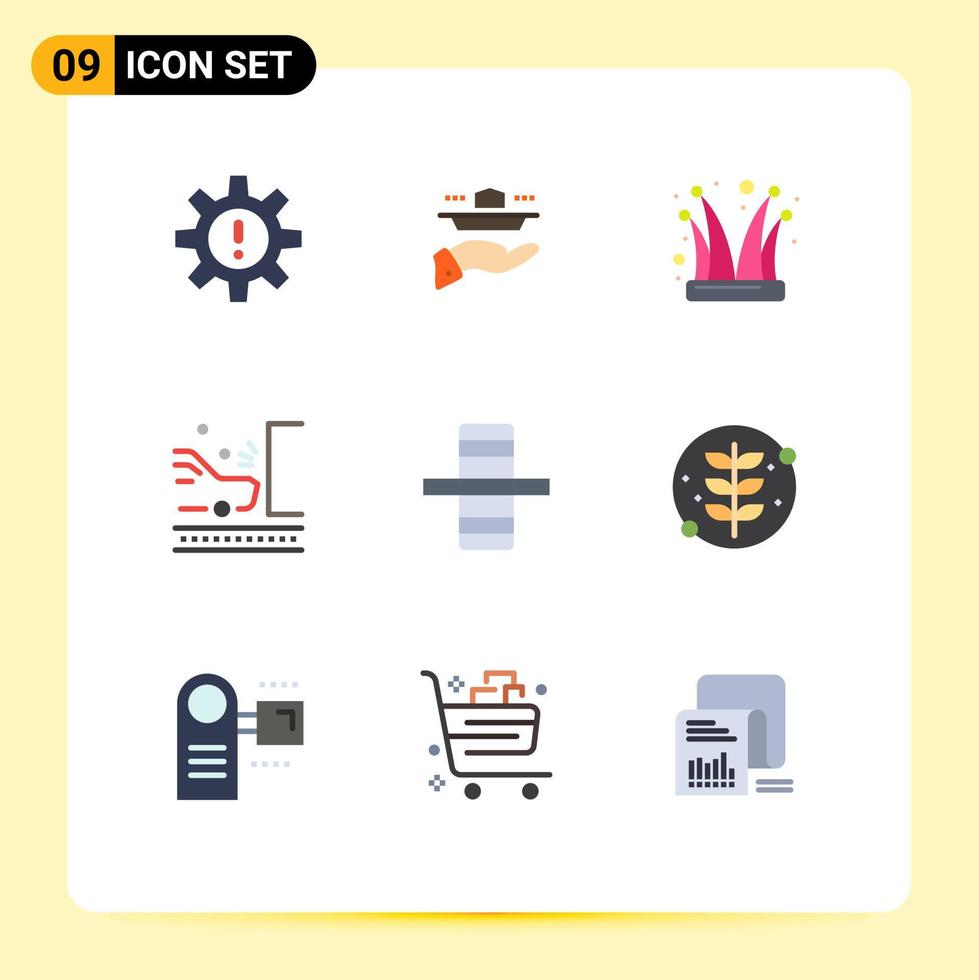 9 Creative Icons Modern Signs and Symbols of road accident lunch joker cap jester Editable Vector Design Elements