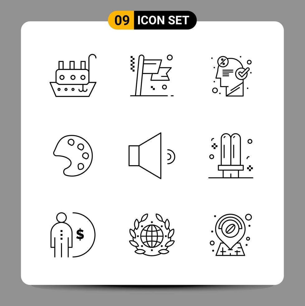 9 Black Icon Pack Outline Symbols Signs for Responsive designs on white background 9 Icons Set vector