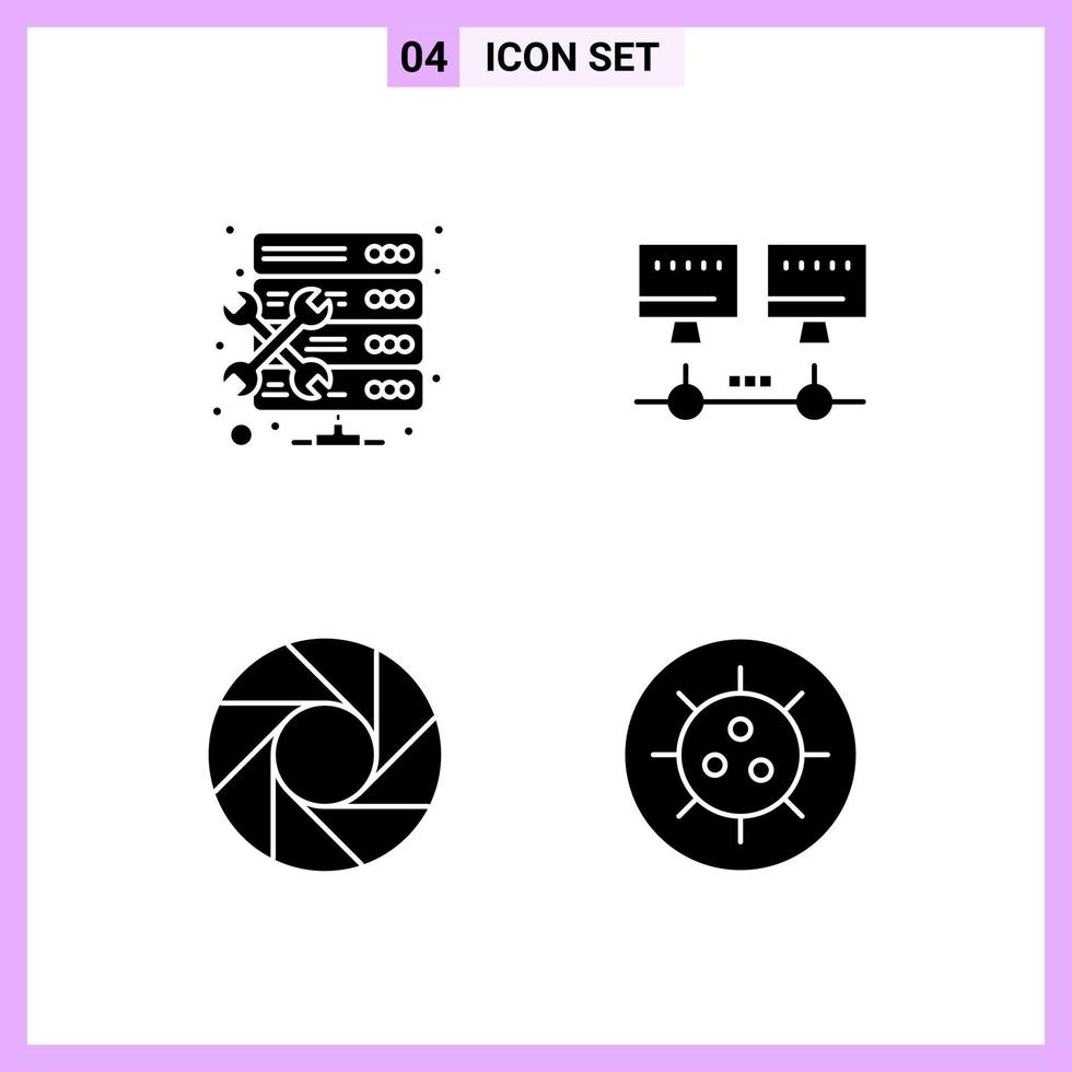 4 Icons in Solid Style Glyph Symbols on White Background Creative Vector Signs for Web mobile and Print