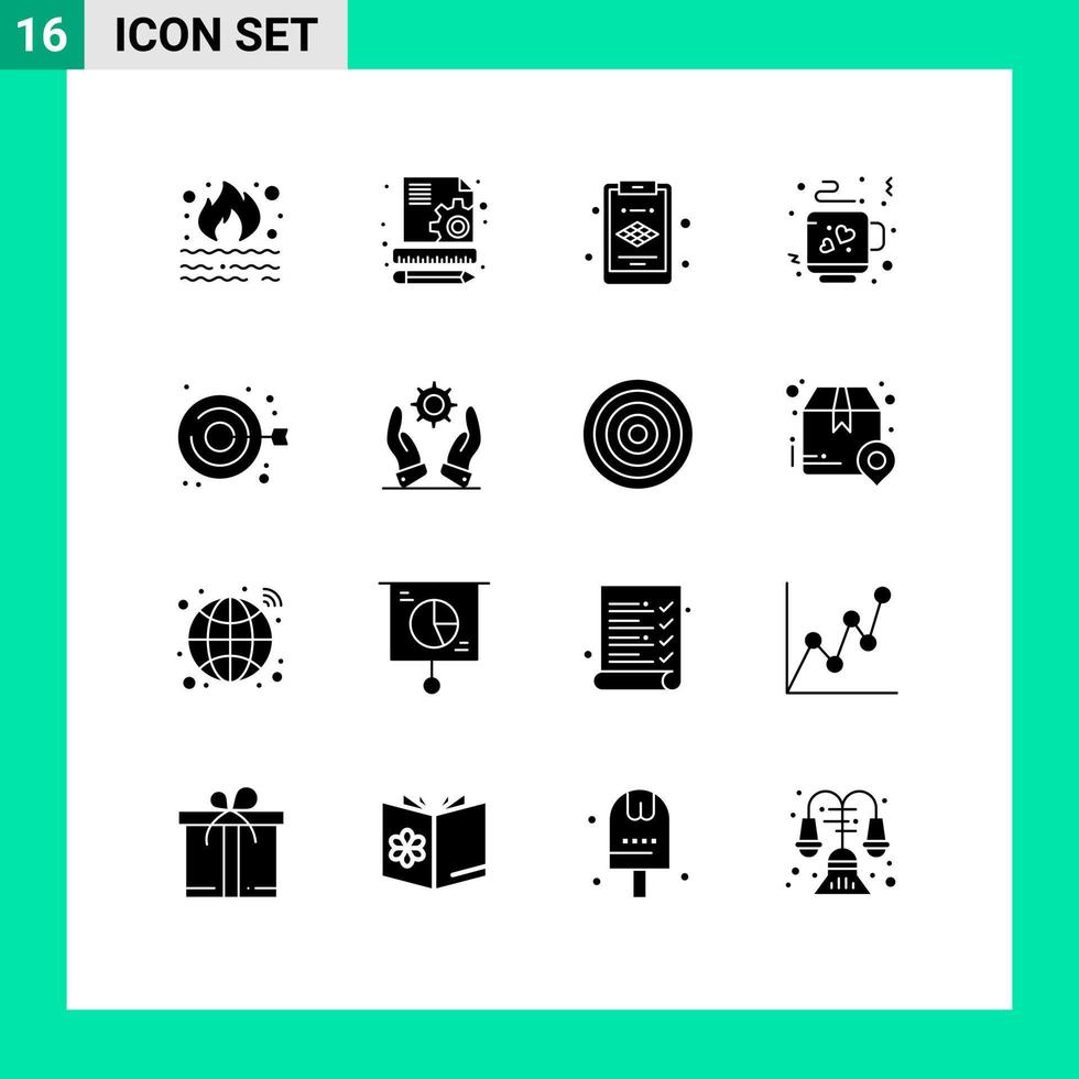 16 Solid Glyph concept for Websites Mobile and Apps business fashion clipboard embroidery tea Editable Vector Design Elements