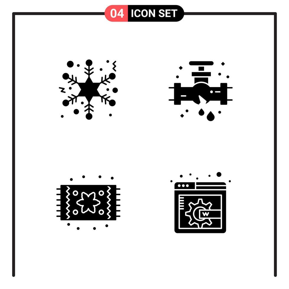 Set of 4 Solid Style Icons for web and mobile Glyph Symbols for print Solid Icon Signs Isolated on White Background 4 Icon Set vector