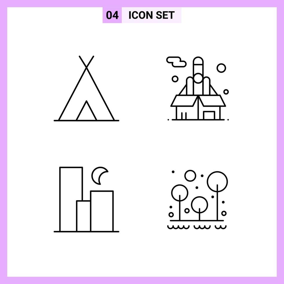 4 Icons in Line Style Outline Symbols on White Background Creative Vector Signs for Web mobile and Print