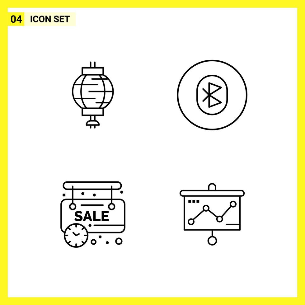 4 Icon Set Simple Line Symbols Outline Sign on White Background for Website Design Mobile Applications and Print Media vector