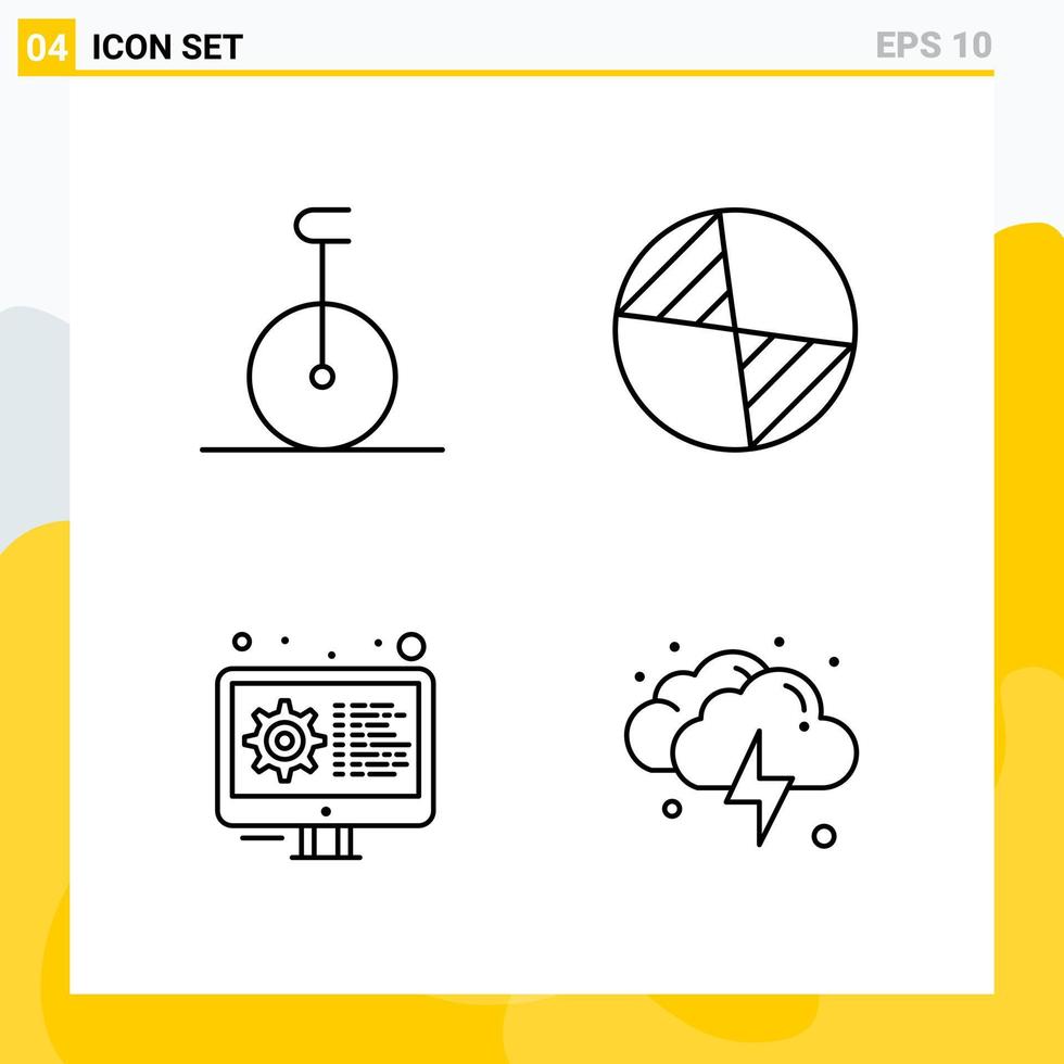 Collection of 4 Universal Line Icons Icon Set for Web and Mobile vector