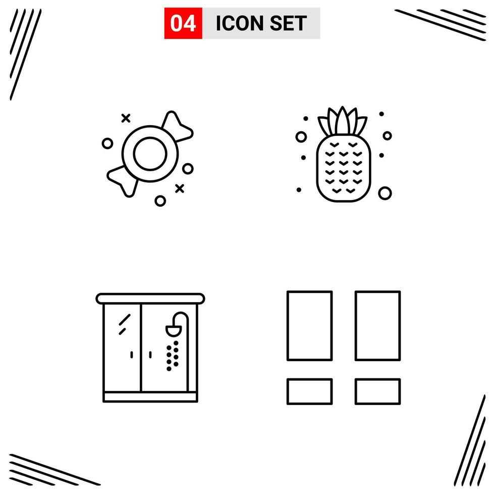 4 Icons Line Style Grid Based Creative Outline Symbols for Website Design Simple Line Icon Signs Isolated on White Background 4 Icon Set vector