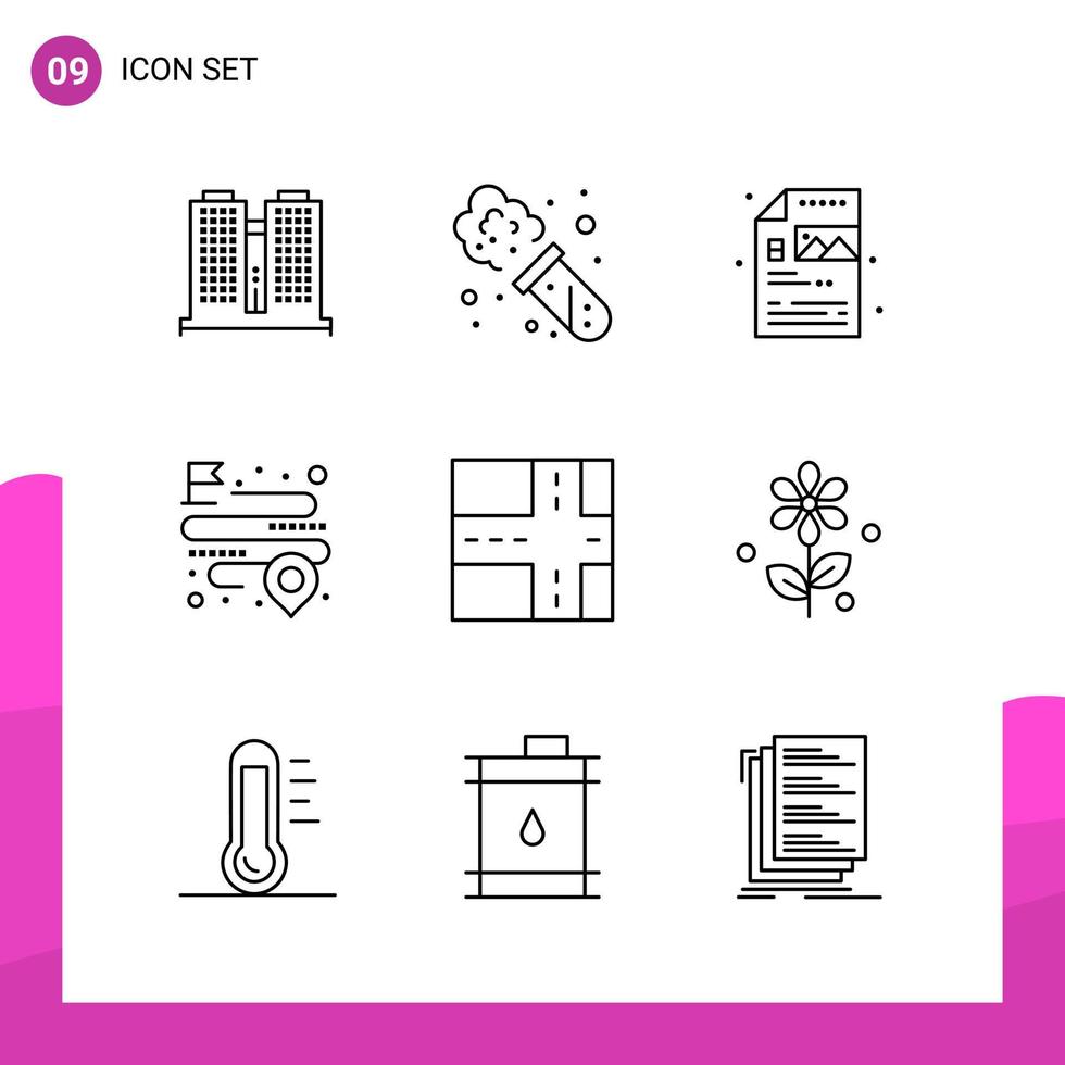 Outline Icon set Pack of 9 Line Icons isolated on White Background for responsive Website Design Print and Mobile Applications vector