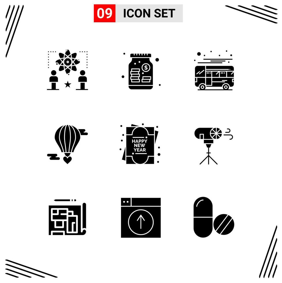 9 Icons Solid Style Grid Based Creative Glyph Symbols for Website Design Simple Solid Icon Signs Isolated on White Background 9 Icon Set vector