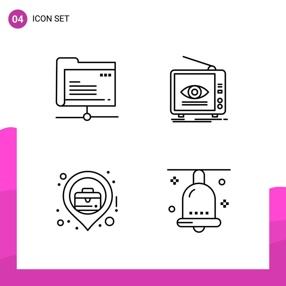 Outline Icon set Pack of 4 Line Icons isolated on White Background for responsive Website Design Print and Mobile Applications vector