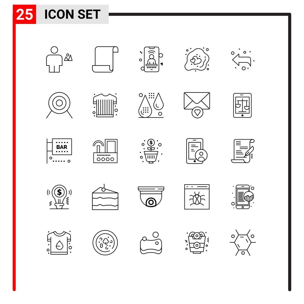 Stock Vector Icon Pack of 25 Line Signs and Symbols for arrow heart mobile egg decorative Editable Vector Design Elements