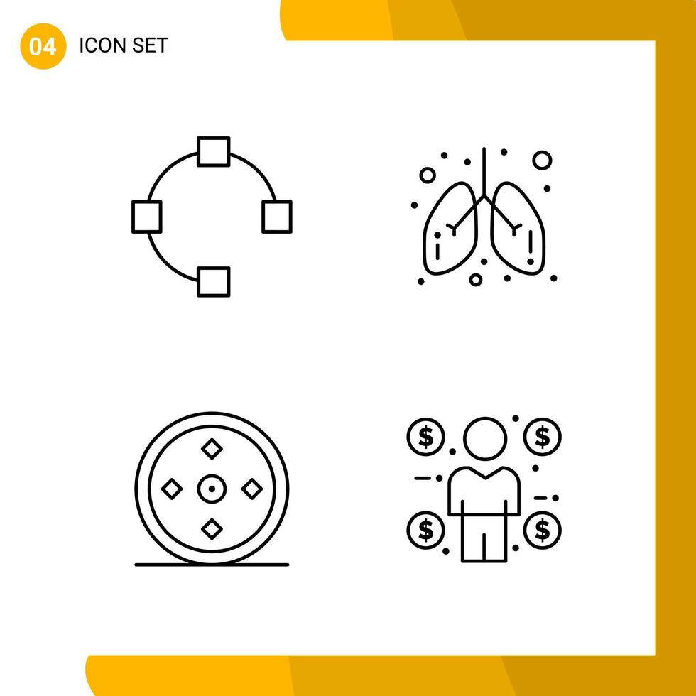 4 Icon Set Line Style Icon Pack Outline Symbols isolated on White Backgound for Responsive Website Designing vector