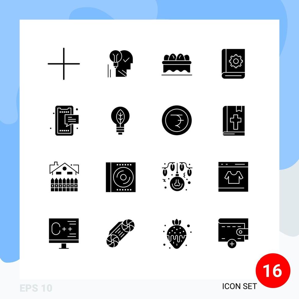 Set of 16 Modern UI Icons Symbols Signs for instruction communication personal assistant easter Editable Vector Design Elements
