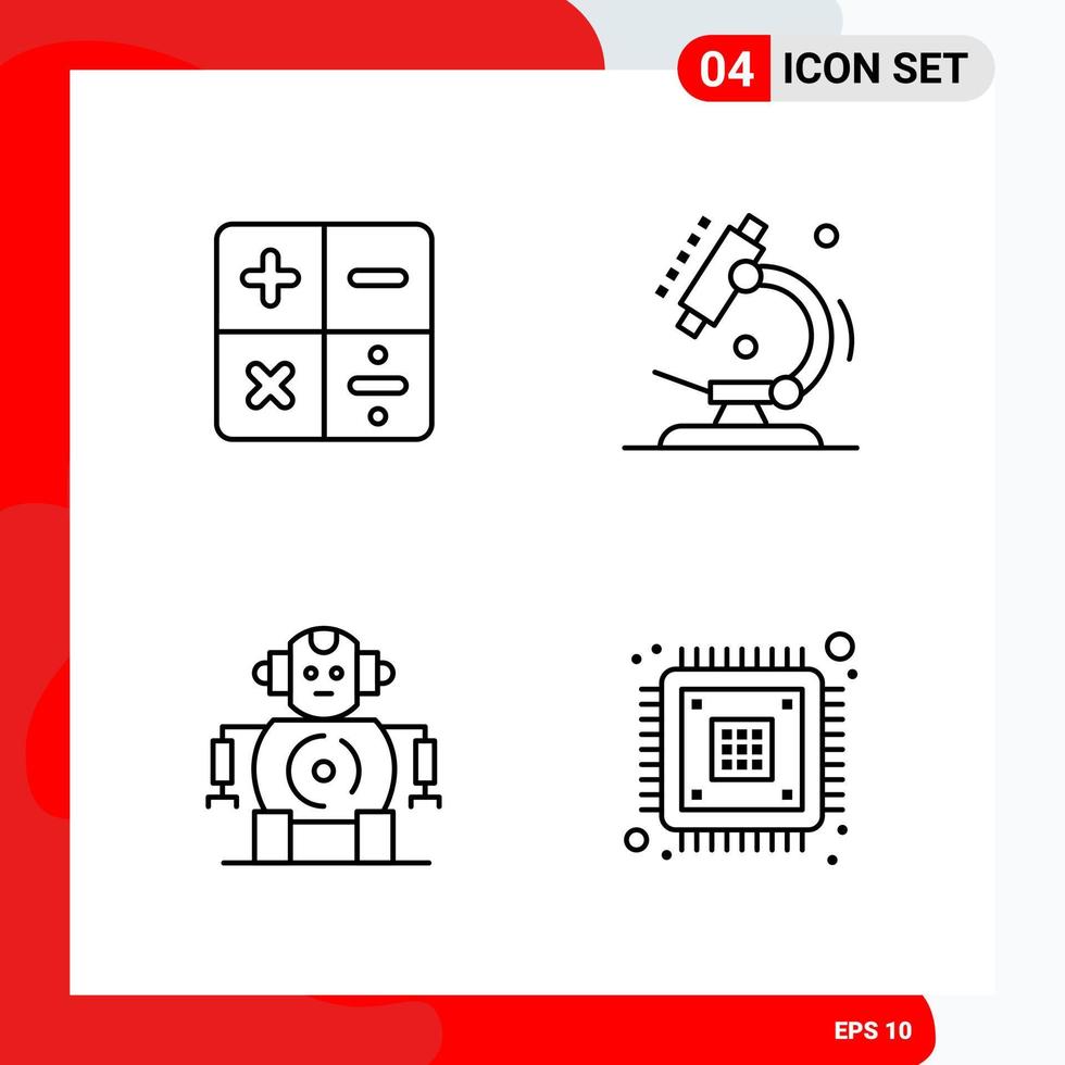 conjunto creativo de 4 iconos de contorno universal aislado sobre fondo blanco vector