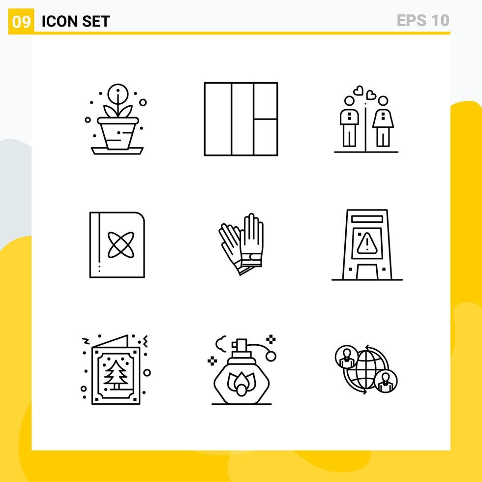 Collection of 9 Universal Line Icons Icon Set for Web and Mobile vector