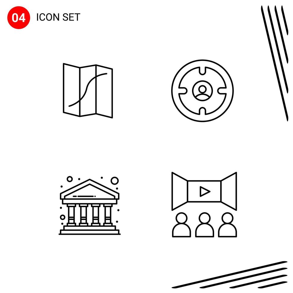 Collection of 4 Vector Icons in Line style Pixle Perfect Outline Symbols for Web and Mobile Line Icon Signs on White Background 4 Icons