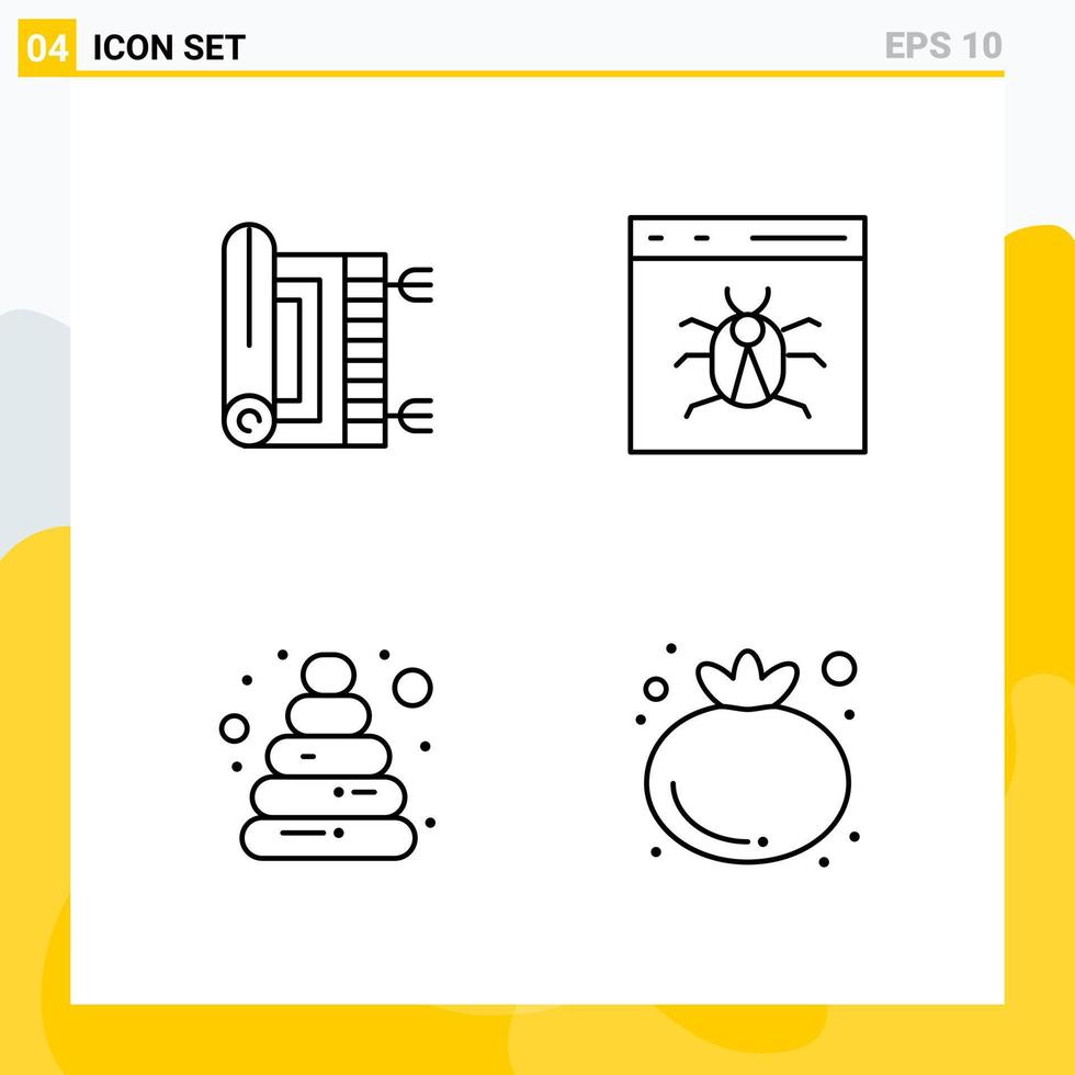 Collection of 4 Universal Line Icons Icon Set for Web and Mobile vector