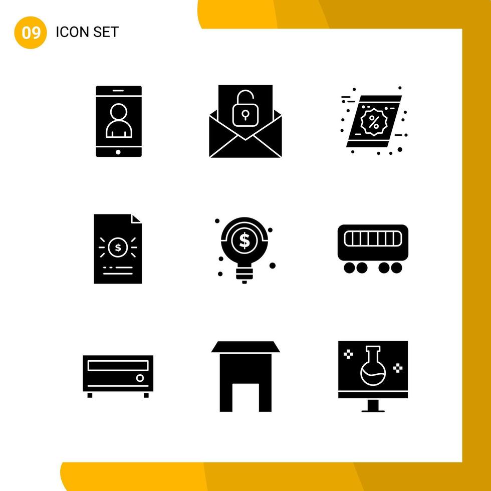 9 Icon Set Solid Style Icon Pack Glyph Symbols isolated on White Backgound for Responsive Website Designing vector