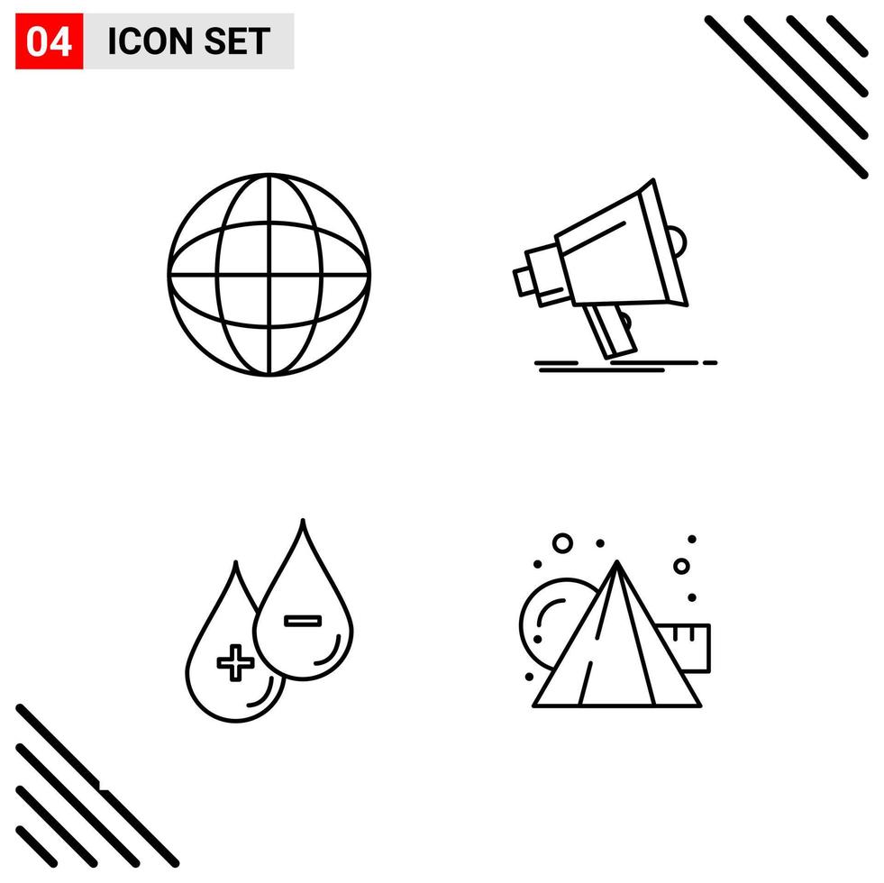 conjunto perfecto de píxeles de iconos de 4 líneas conjunto de iconos de esquema para el diseño de sitios web y la interfaz de aplicaciones móviles vector