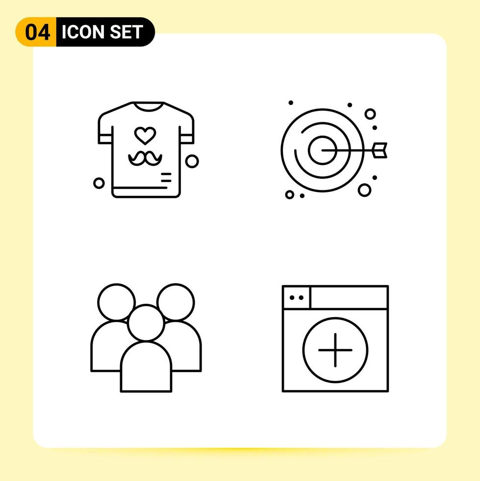 4 Creative Icons for Modern website design and responsive mobile apps 4 Outline Symbols Signs on White Background 4 Icon Pack vector