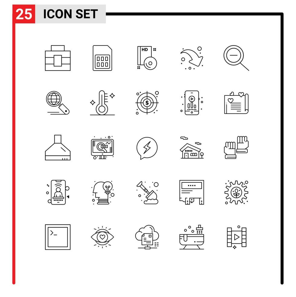 Set of 25 Commercial Lines pack for zoom down right bluray share dvd Editable Vector Design Elements