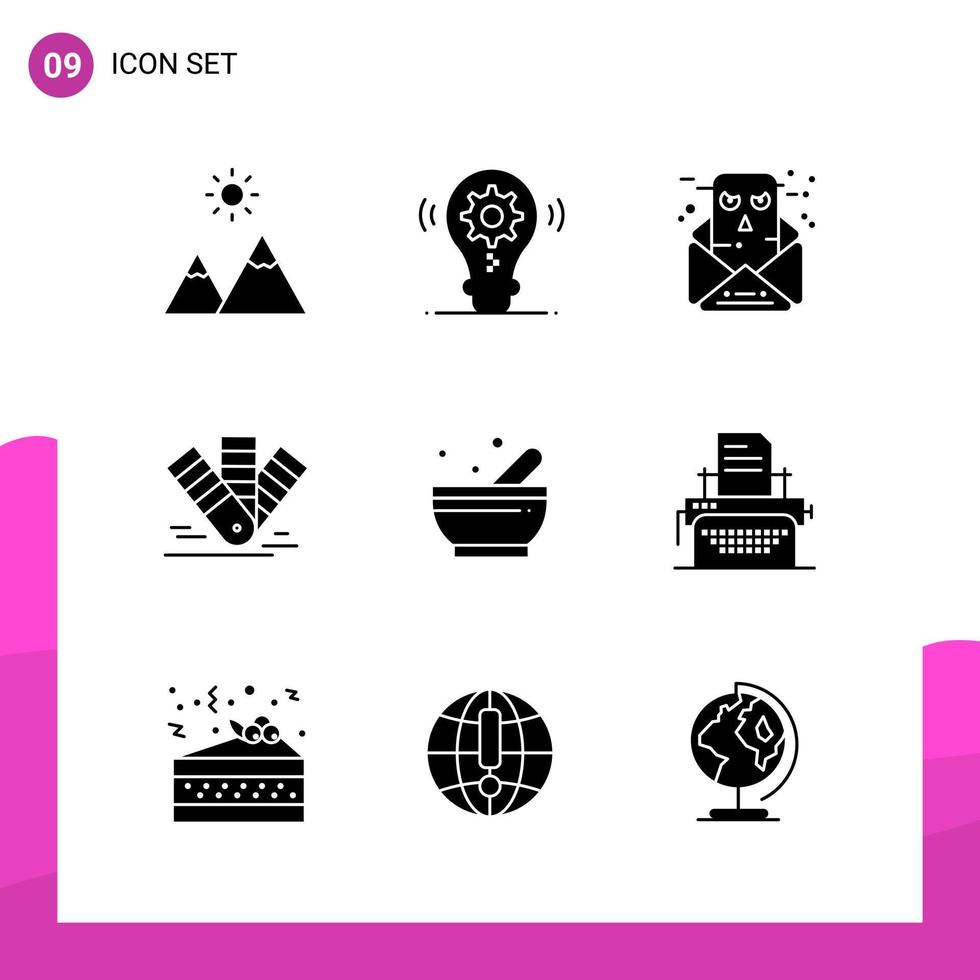 Glyph Icon set Pack of 9 Solid Icons isolated on White Background for responsive Website Design Print and Mobile Applications vector