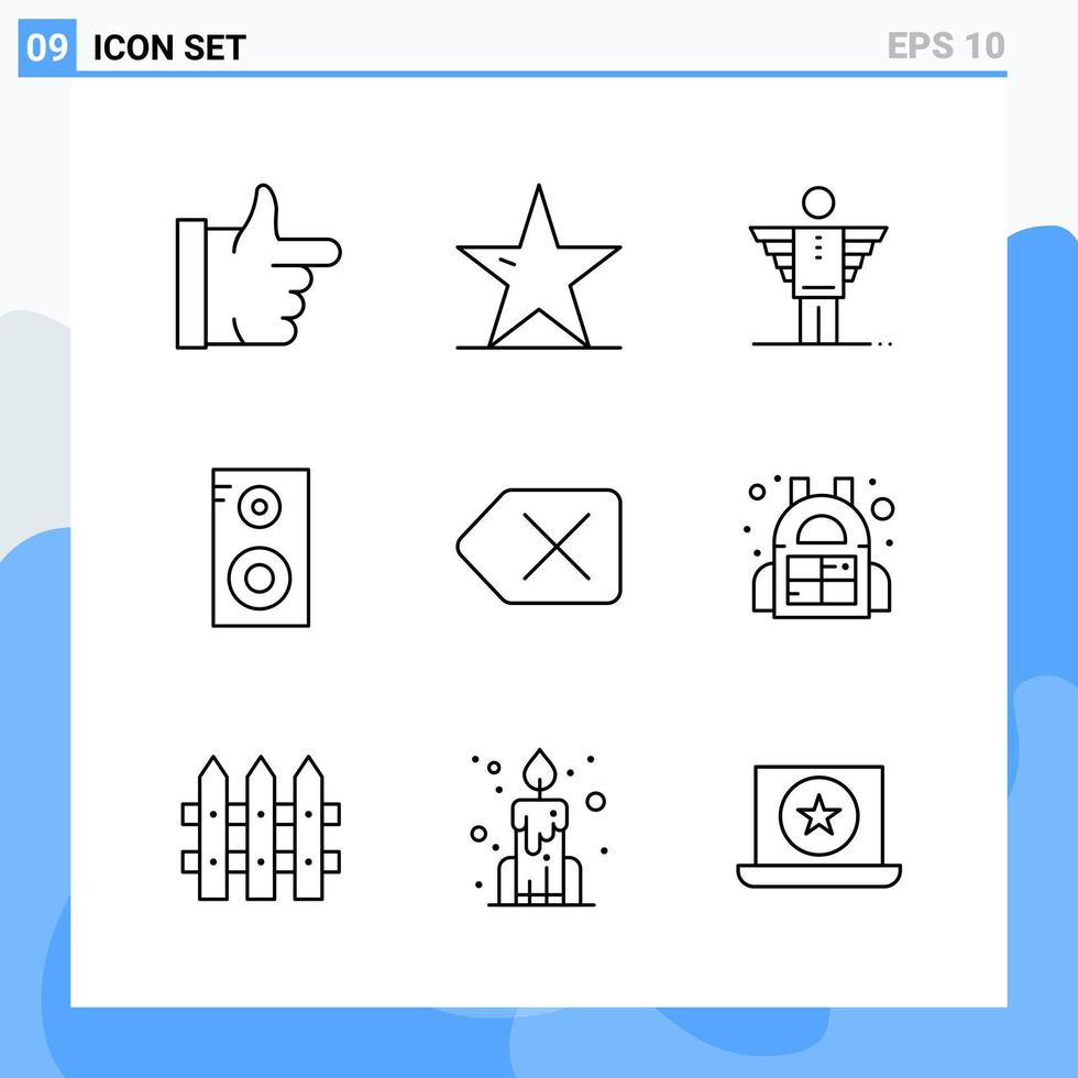 Modern 9 Line style icons Outline Symbols for general use Creative Line Icon Sign Isolated on White Background 9 Icons Pack vector