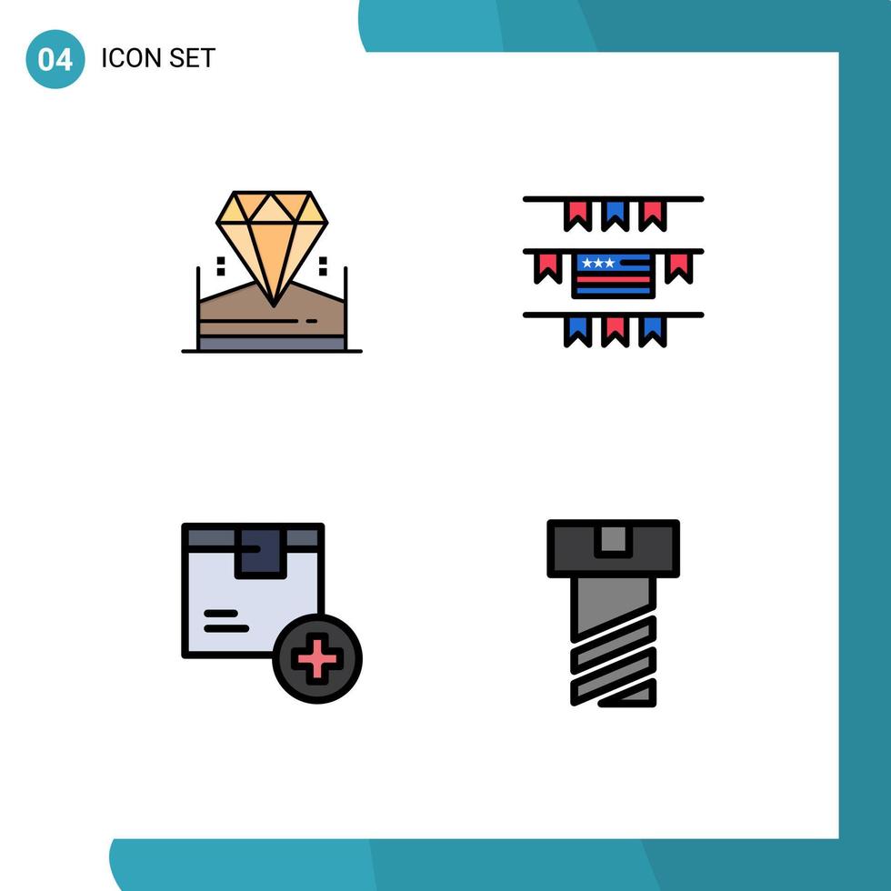 Universal Icon Symbols Group of 4 Modern Filledline Flat Colors of brilliant delivery hotel american product Editable Vector Design Elements