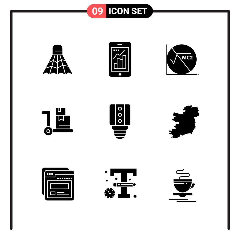 Set of 9 Solid Style Icons for web and mobile Glyph Symbols for print Solid Icon Signs Isolated on White Background 9 Icon Set vector