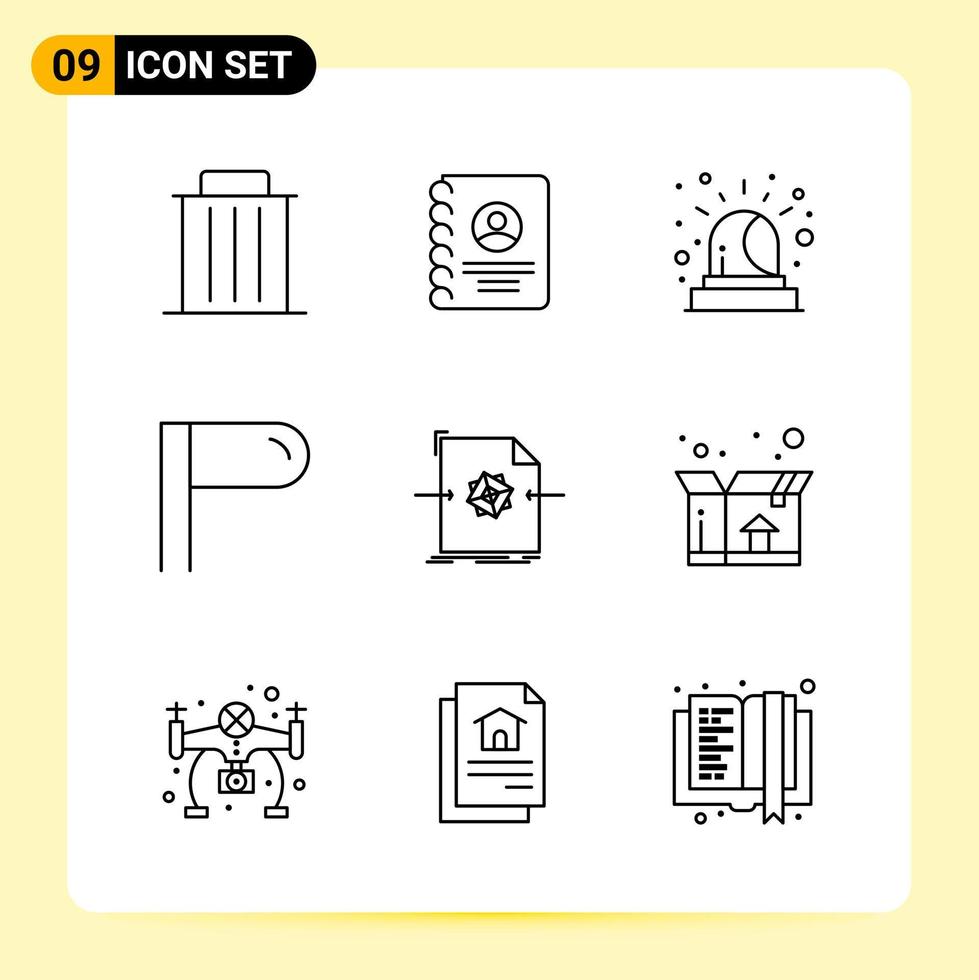 9 Creative Icons for Modern website design and responsive mobile apps 9 Outline Symbols Signs on White Background 9 Icon Pack vector